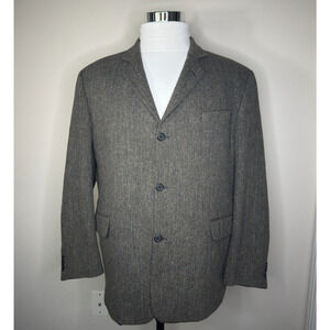 VTG Oleg Cassini Men 100 Wool Tweed Single Breasted Blazer Brown Ukraine 46R